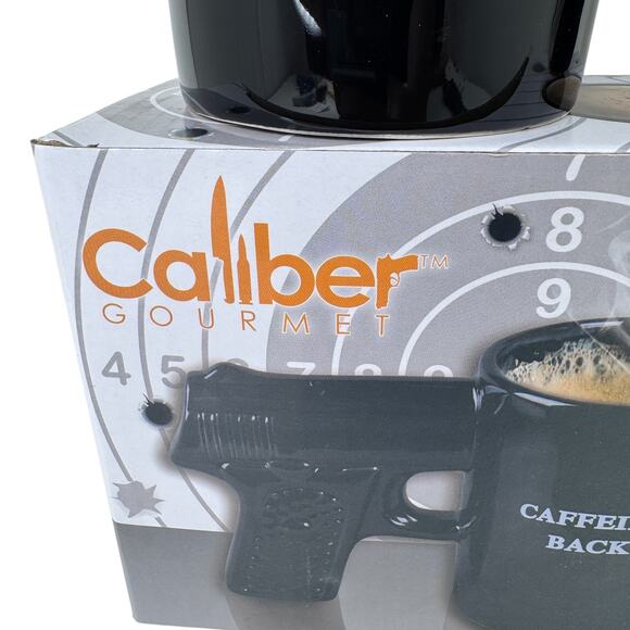 Caliber Creative Pistol Shaped Ceramic Mug w/ 3D‎ Thin Shell Relief Handle Black - Picture 3 of 8